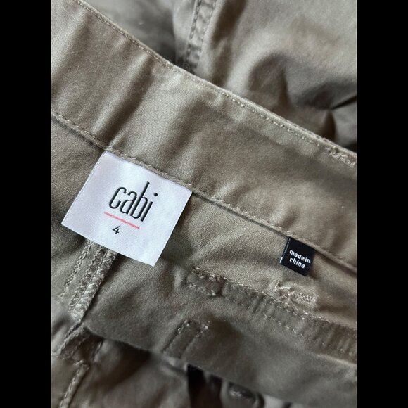 Cabi Pants 4 Womens Green Army Chino Waxy Stretch Fabric Mid Rise - Picture 7 of 8